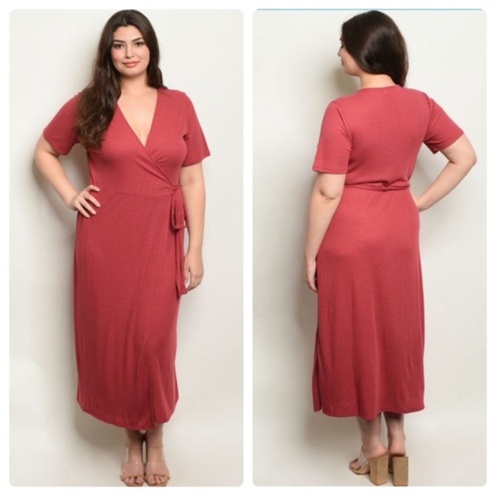 Boutique Plus Size Midi Wrap Dress